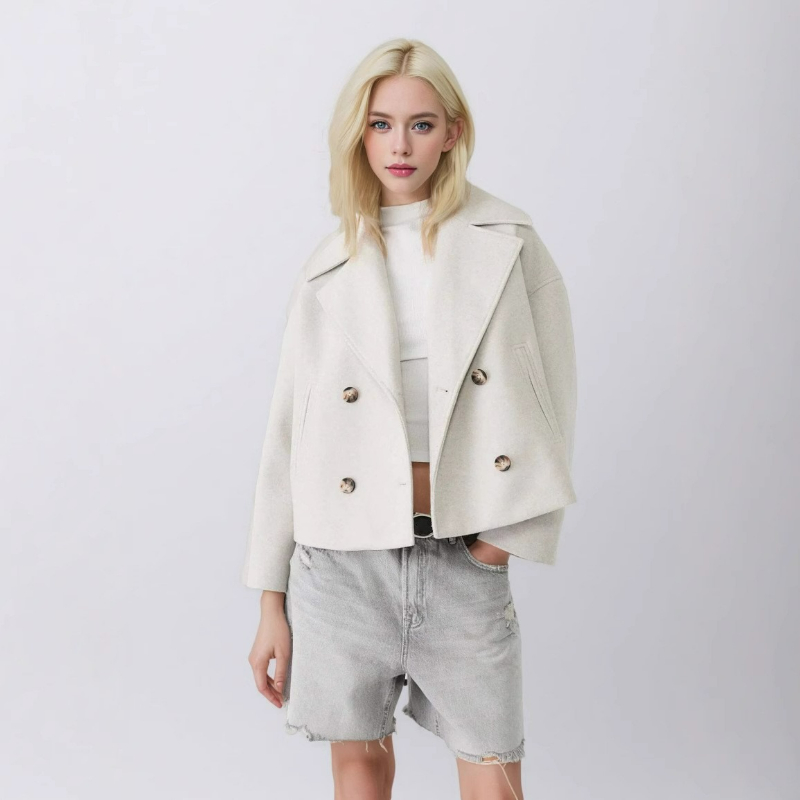 Wool Coat Peacoat - Mulheres casacos de lã elegante casaco