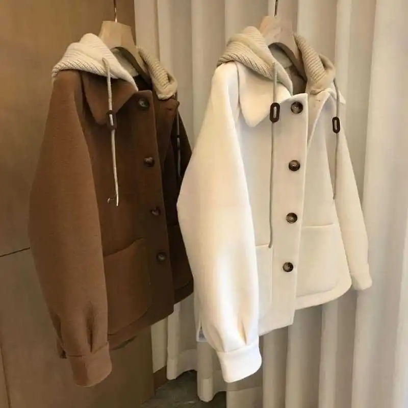 Casaco de lã com capuz feminin - Wool Coat Peacoat avaliação e preço