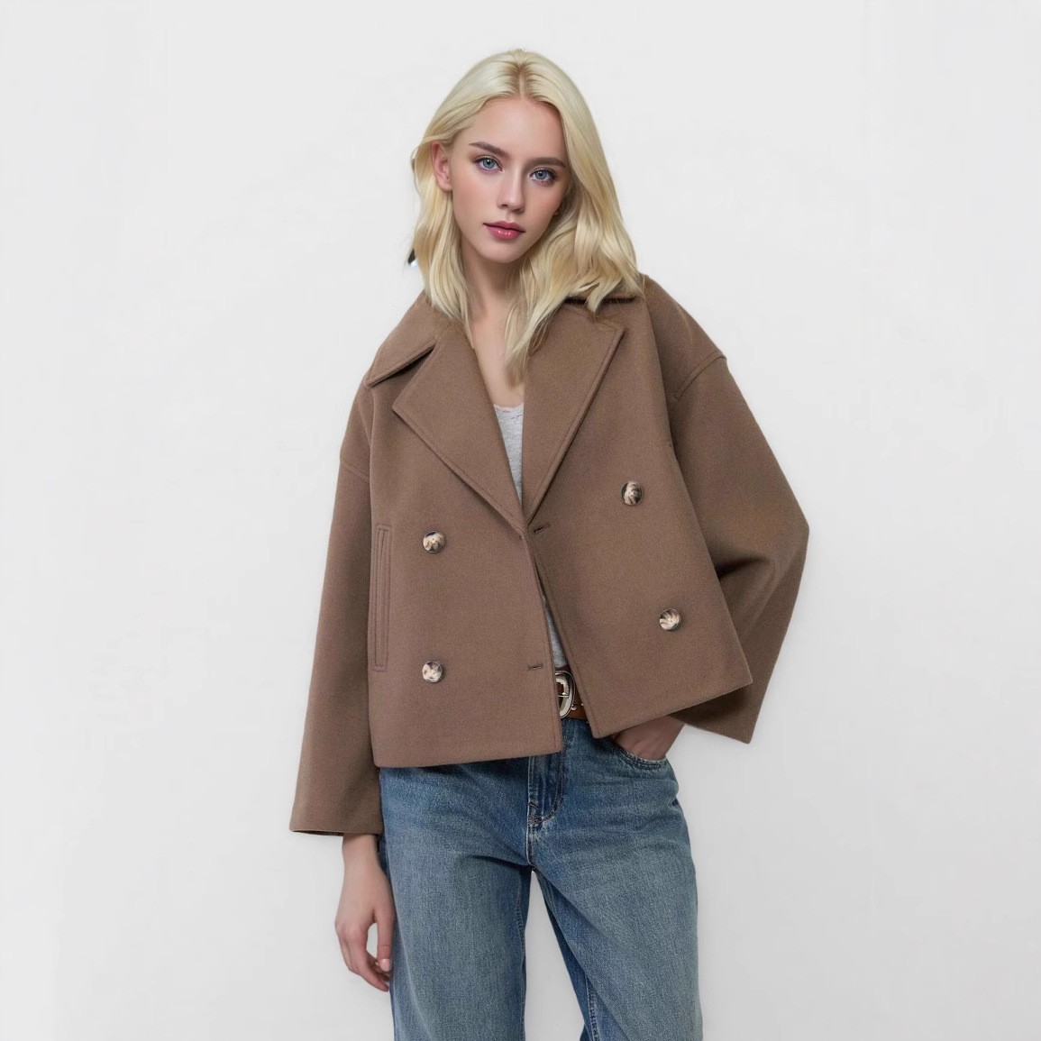 Mulheres casacos de lã elegant - Wool Coat Peacoat avaliação e preço