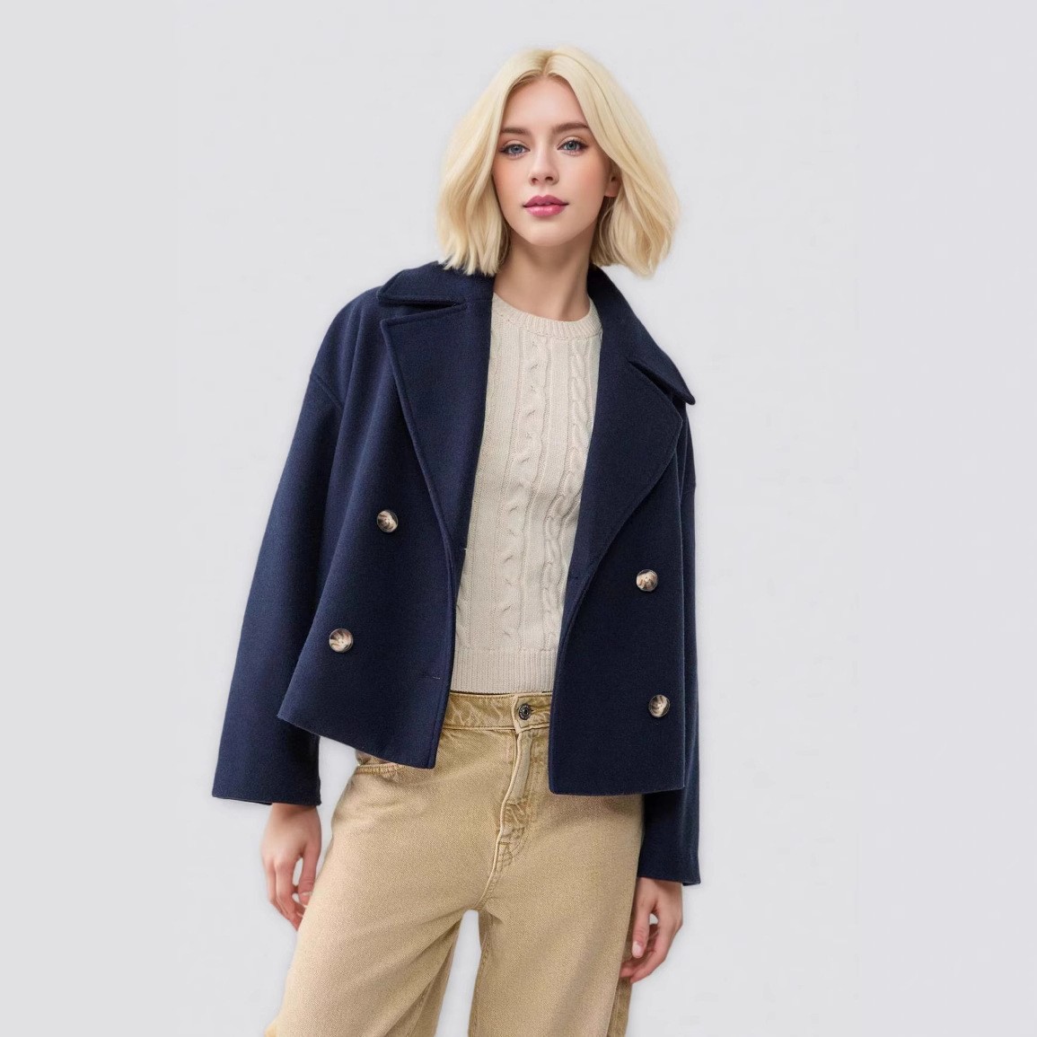 Mulheres casacos de lã elegant - Wool Coat Peacoat avaliação e preço