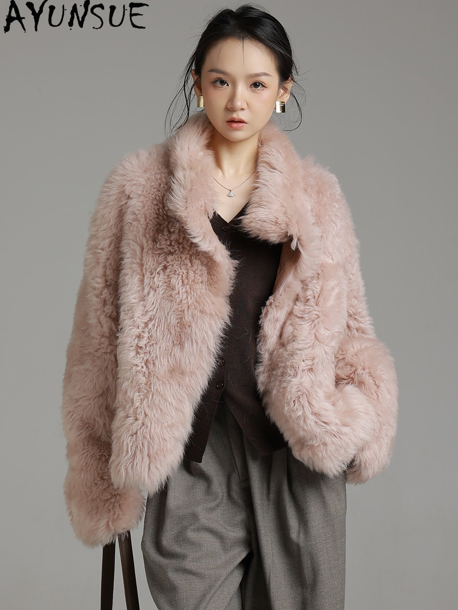 AYUNSUE Casaco de Pele de Ovel - Wool Coat Peacoat avaliação e preço