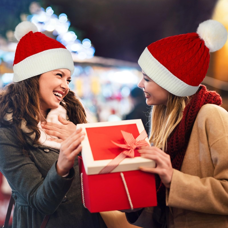Gorro de Natal e Ano Novo com  - Knit Beanie Hat Warm avaliação e preço