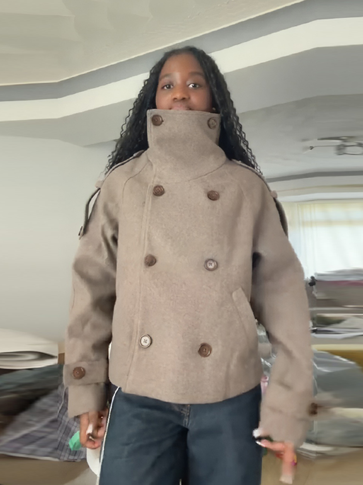 Jaqueta Feminina Marrom Curta  - Wool Coat Peacoat avaliação e preço