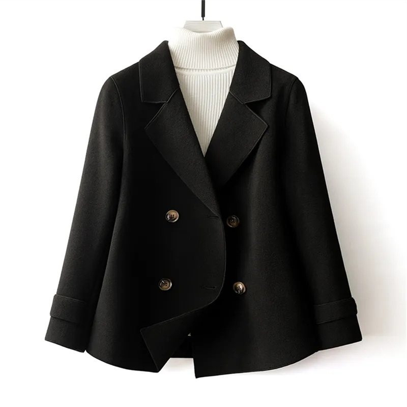 Casaco Feminino de Lã Dupla Fa - Wool Coat Peacoat avaliação e preço