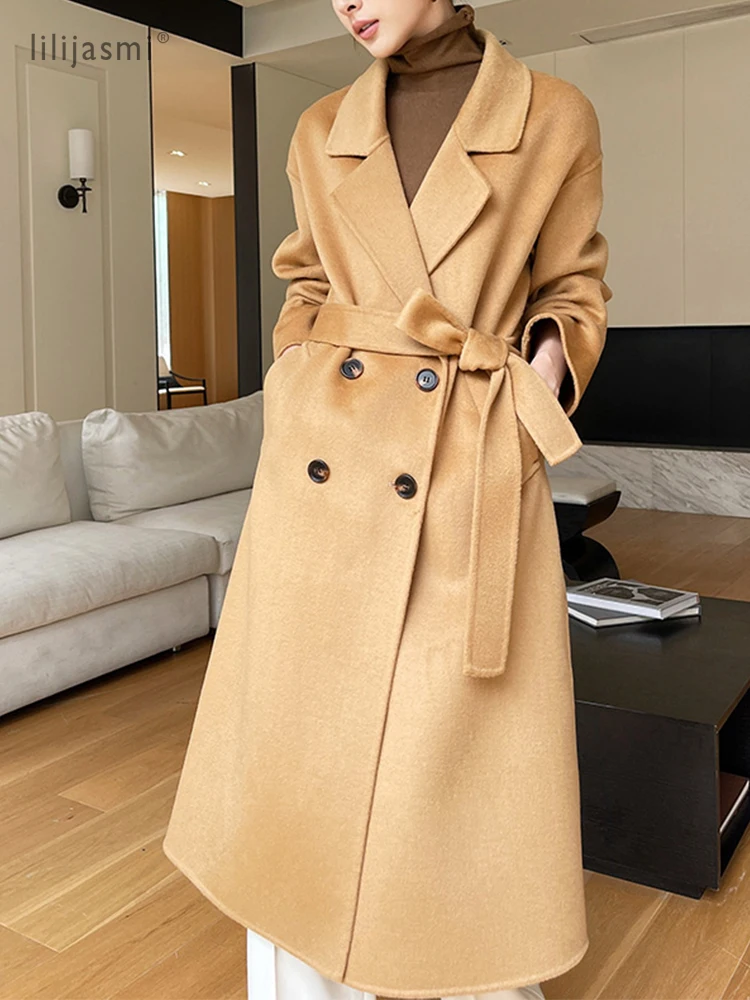 Casaco de lã de lapela feminin - Wool Coat Peacoat avaliação e preço