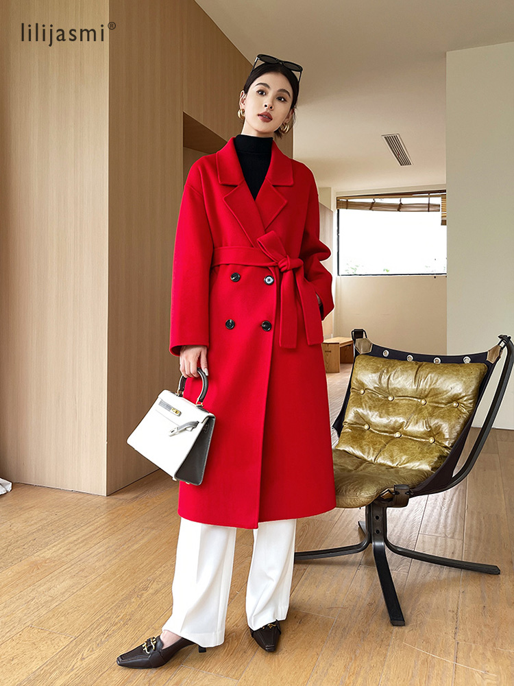 Casaco de lã de lapela feminin - Wool Coat Peacoat avaliação e preço