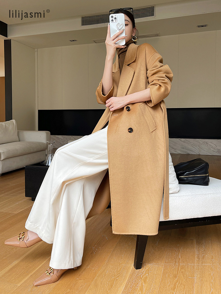 Casaco de lã de lapela feminin - Wool Coat Peacoat avaliação e preço